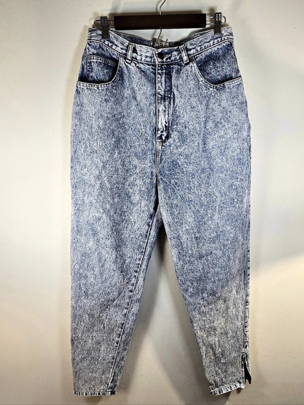 Vintage Stefano World Wide 80s High Rise Acid Wash Tapered Mom Jeans Ankle Zip